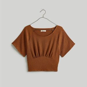 Madewell Shirred Crewneck Crop Top